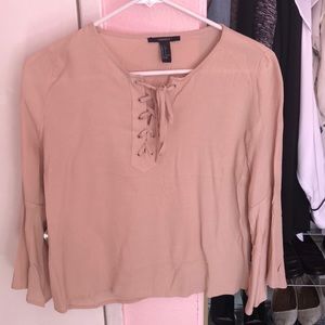 Flowy Lace Up Blouse